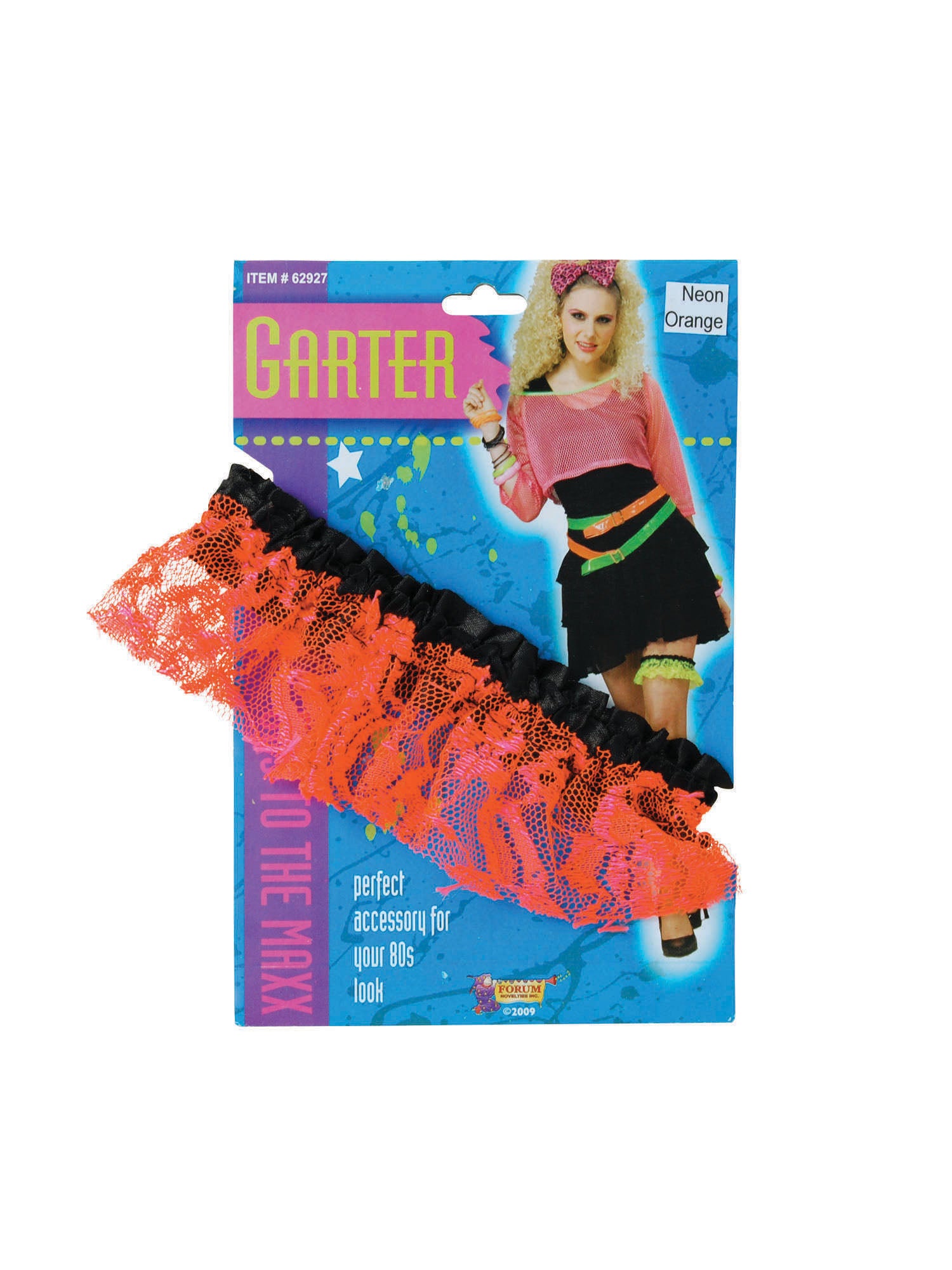 80's Neon Lace Garter Orange