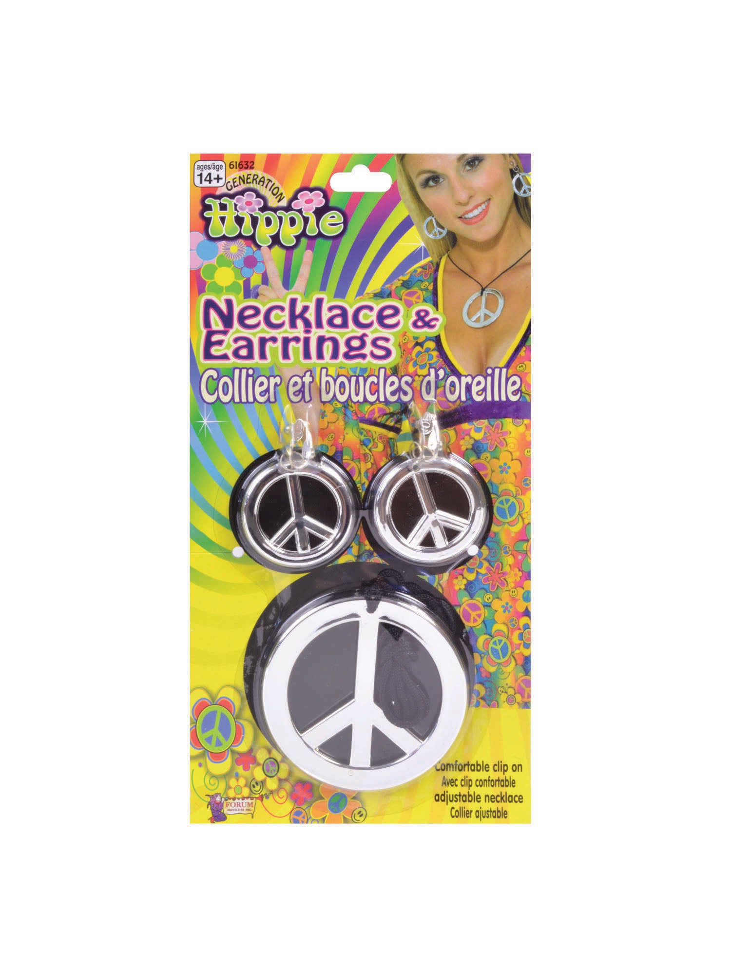 Peace Sign Necklace + Earrings