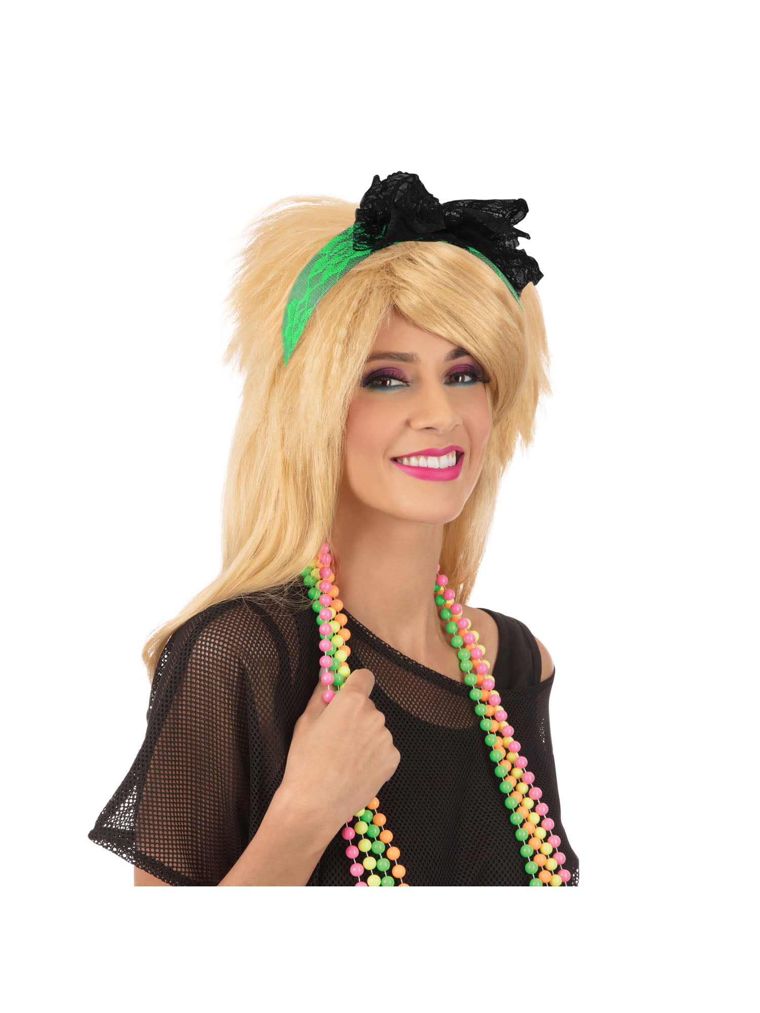 80's Neon Lace Headband - Green
