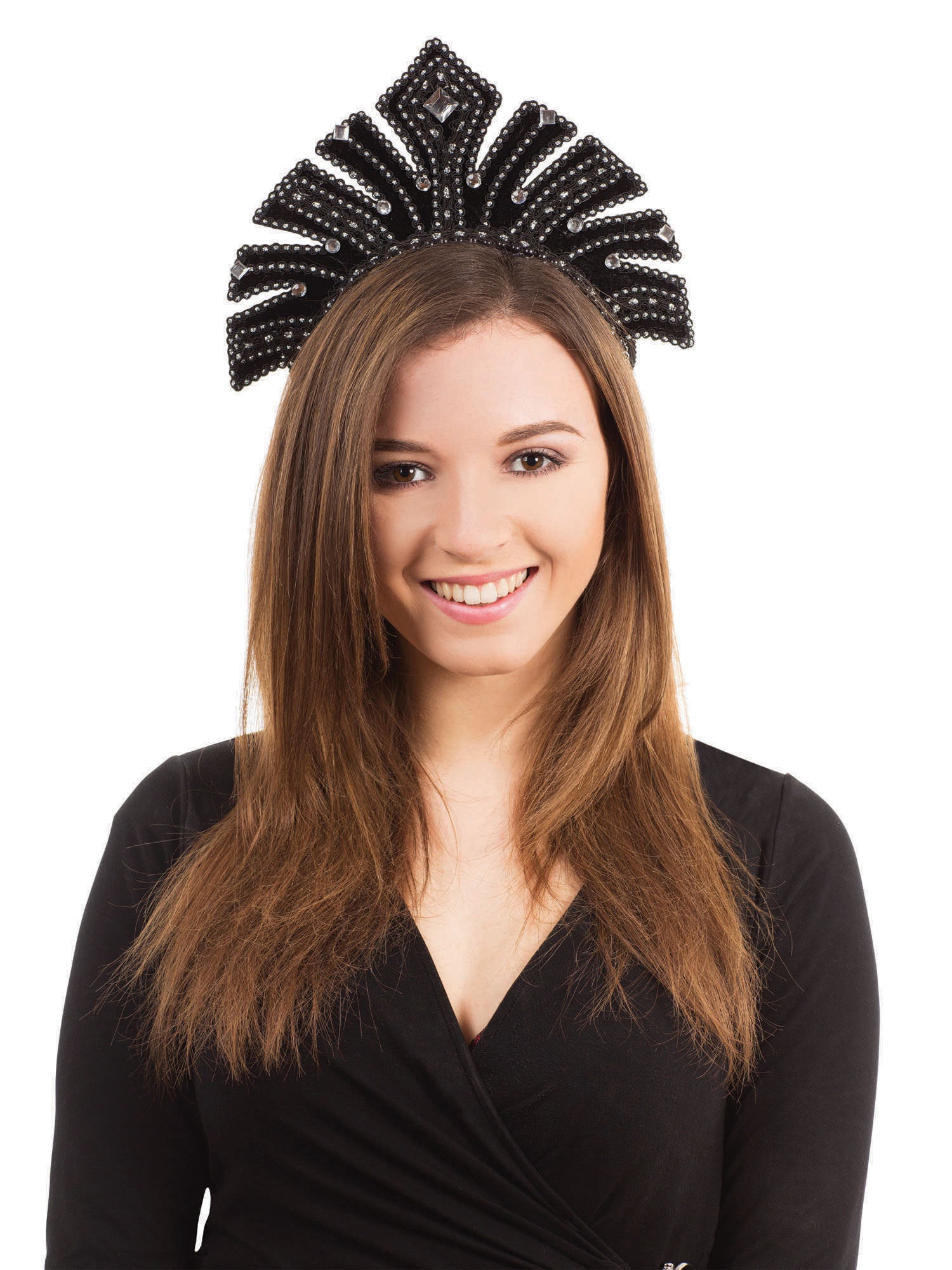 Carnival Headdress Black with Gems