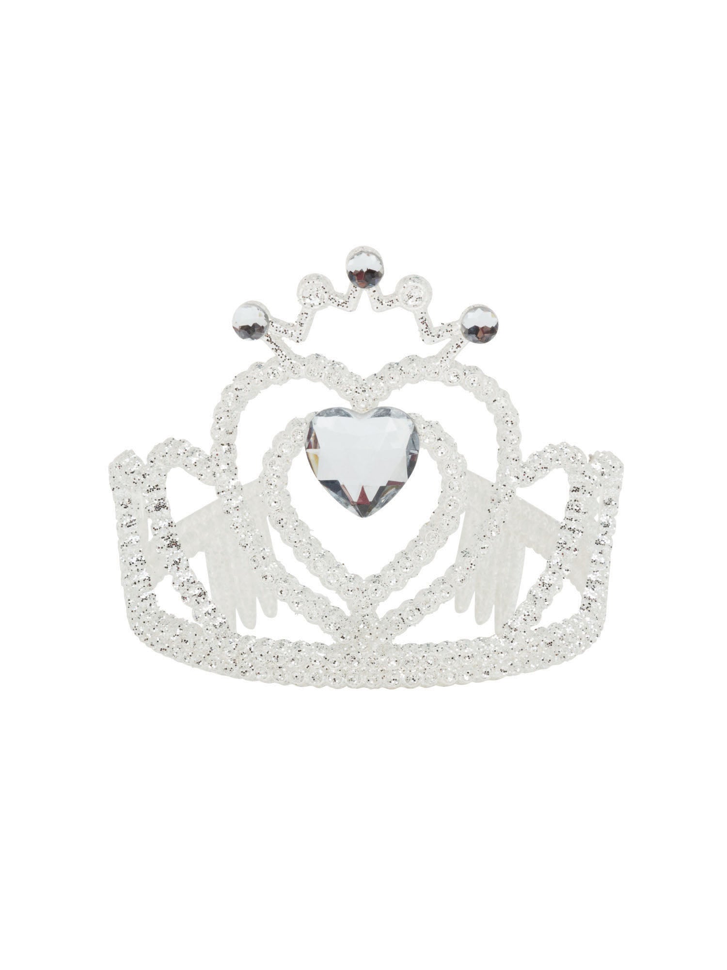Tiara White Glitter + Heart Stone