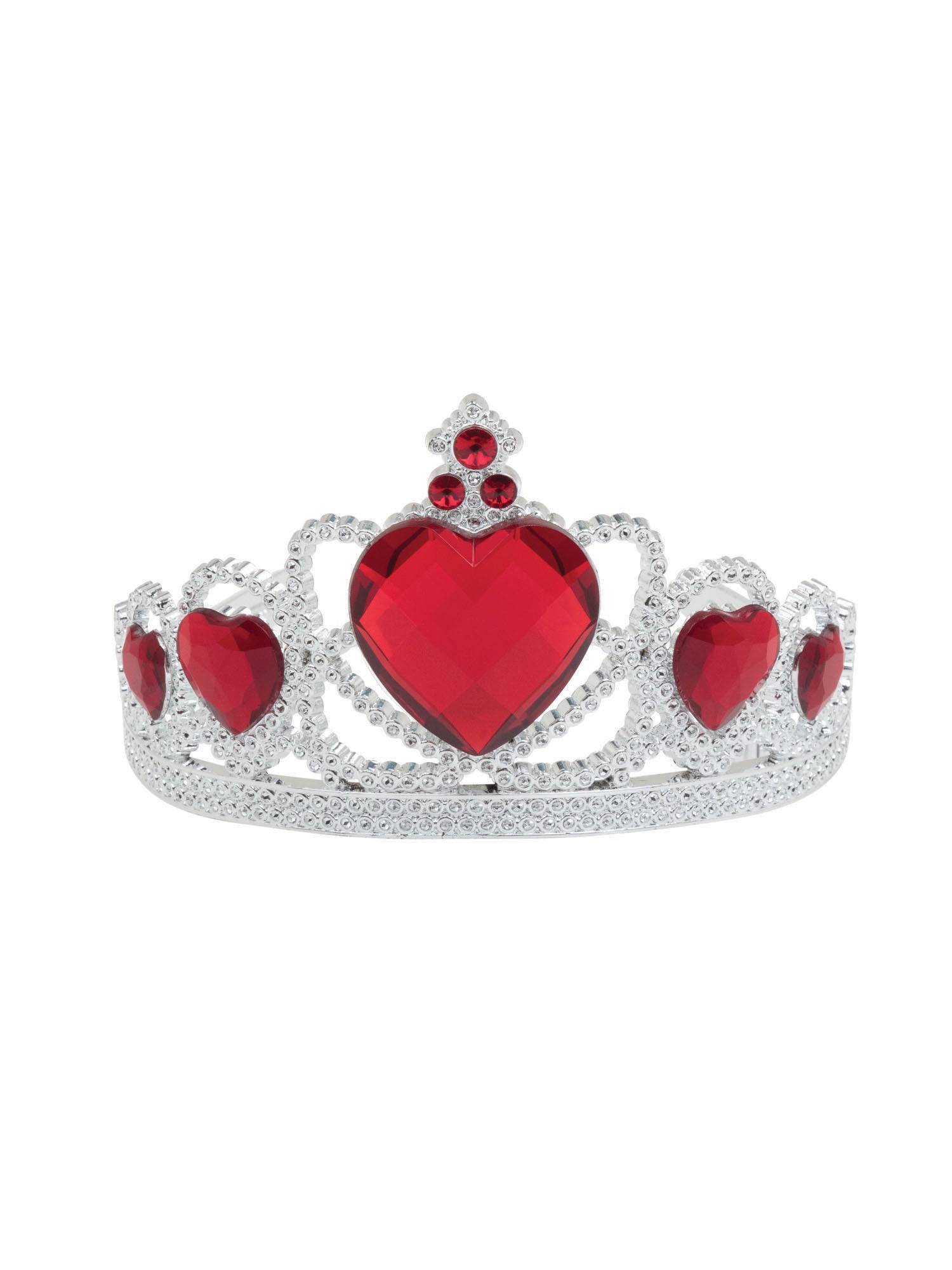 Red Stone Silver Plastic Tiara