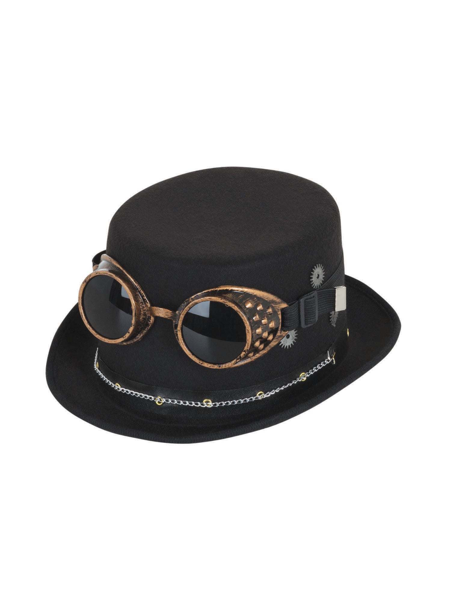 Black Steampunk Top Hat And Goggles/Gears