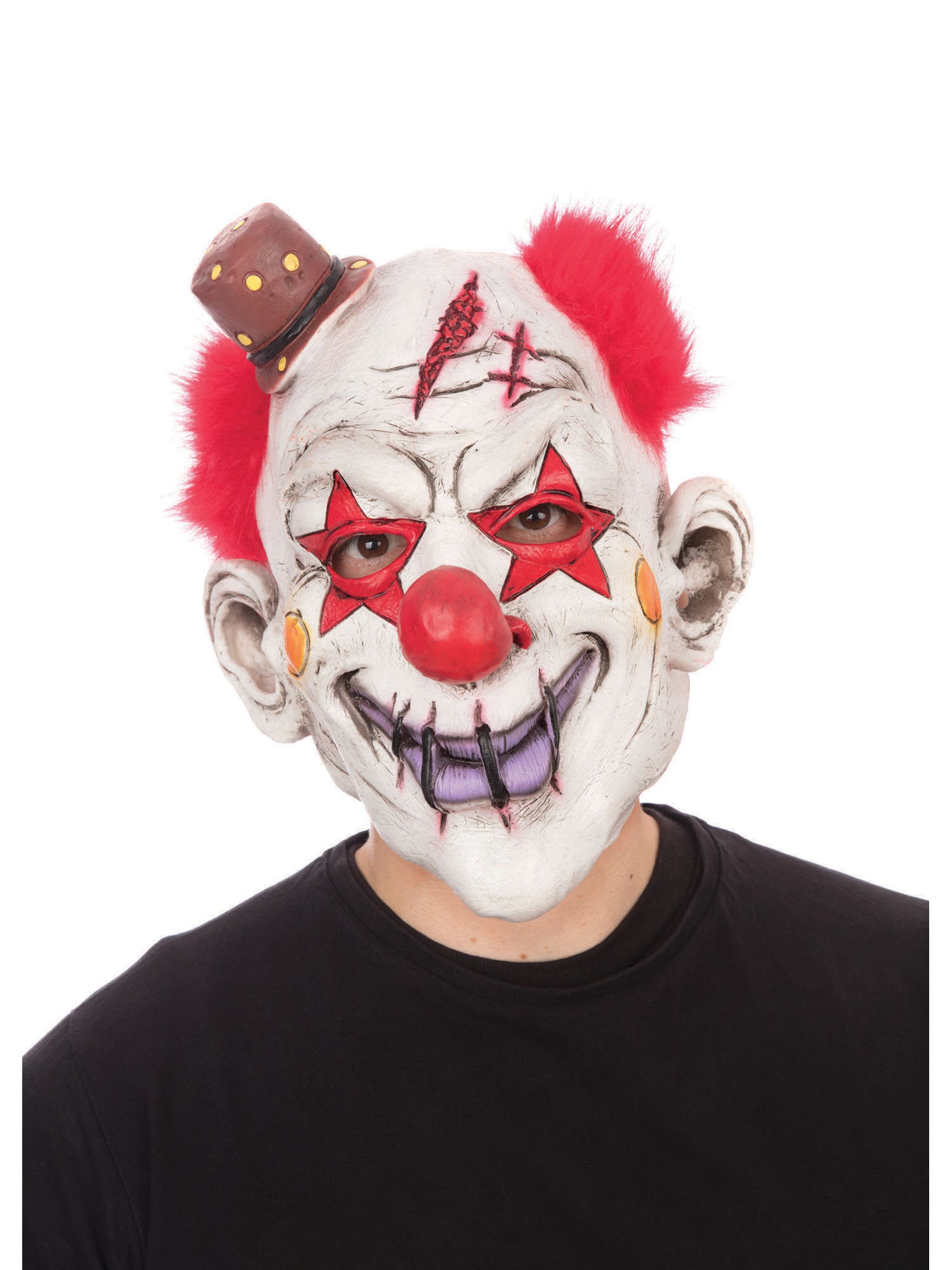 Top Hat Horror Clown With Hair Mask