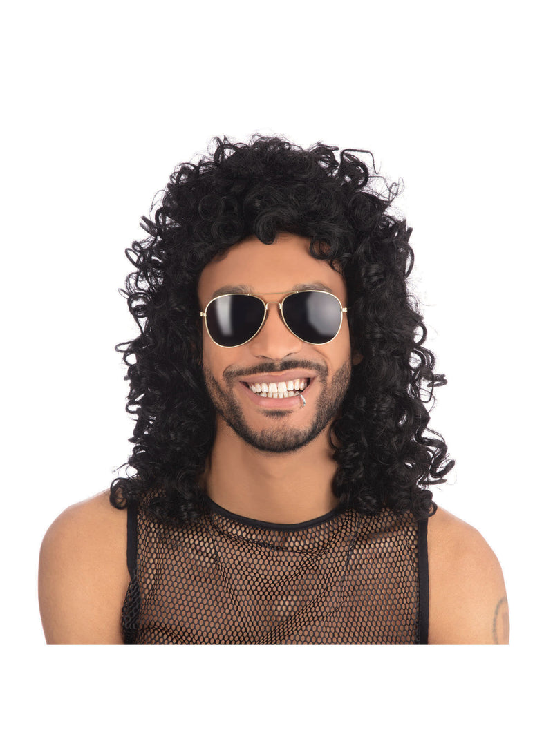 Glam Rock Black Wig (Boxed)