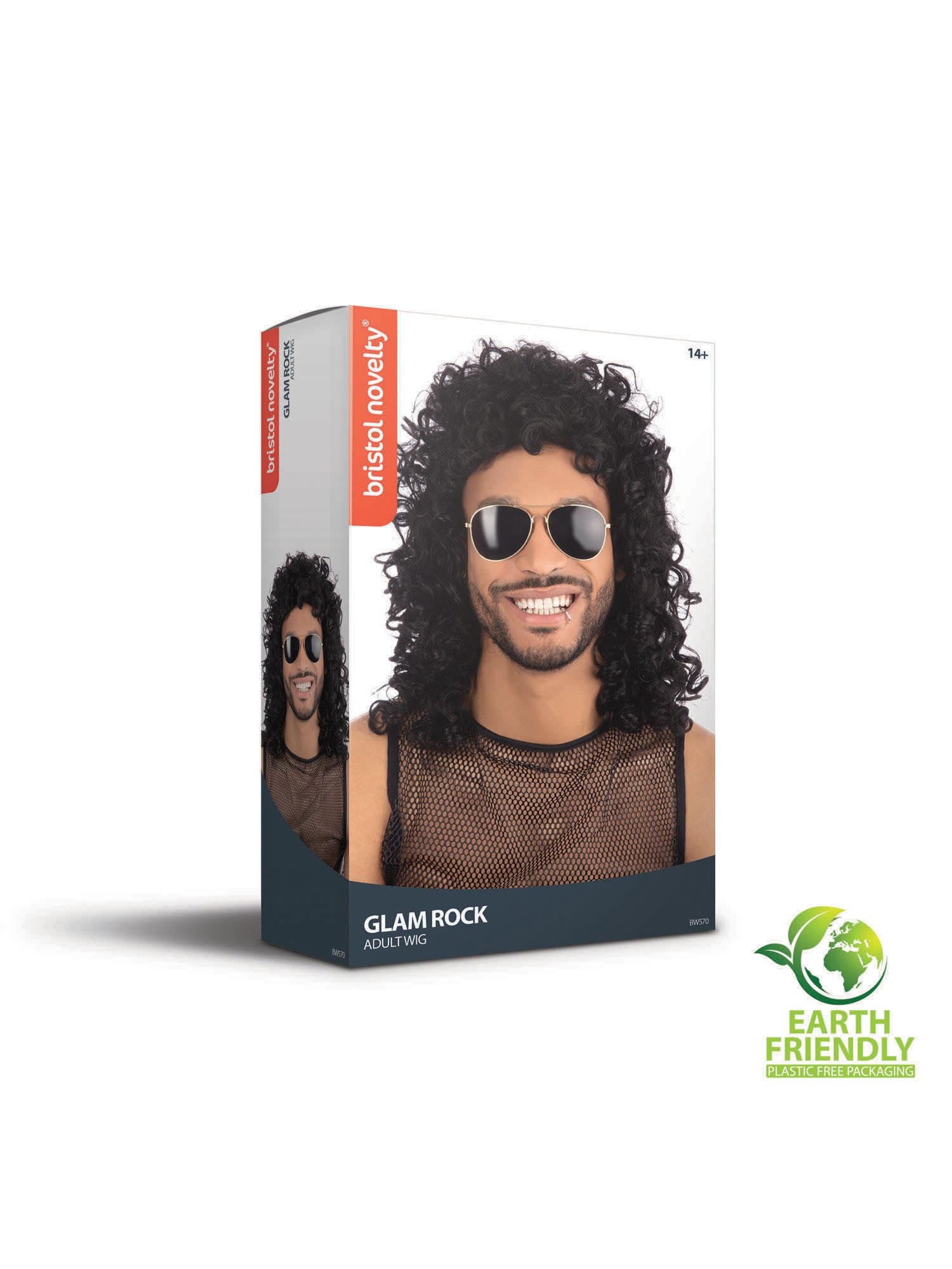 Glam Rock Black Wig (Boxed)