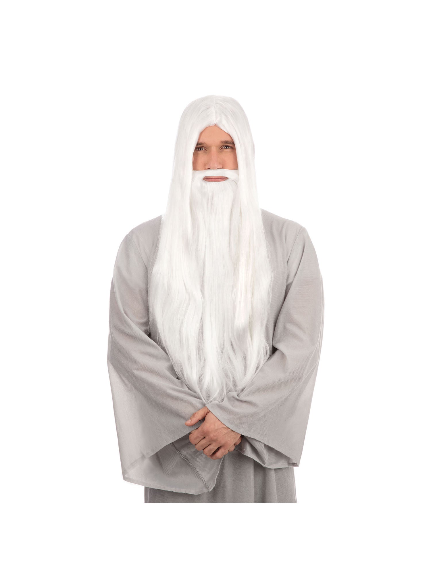 Wizard Wig + Beard Long White (Bagged)