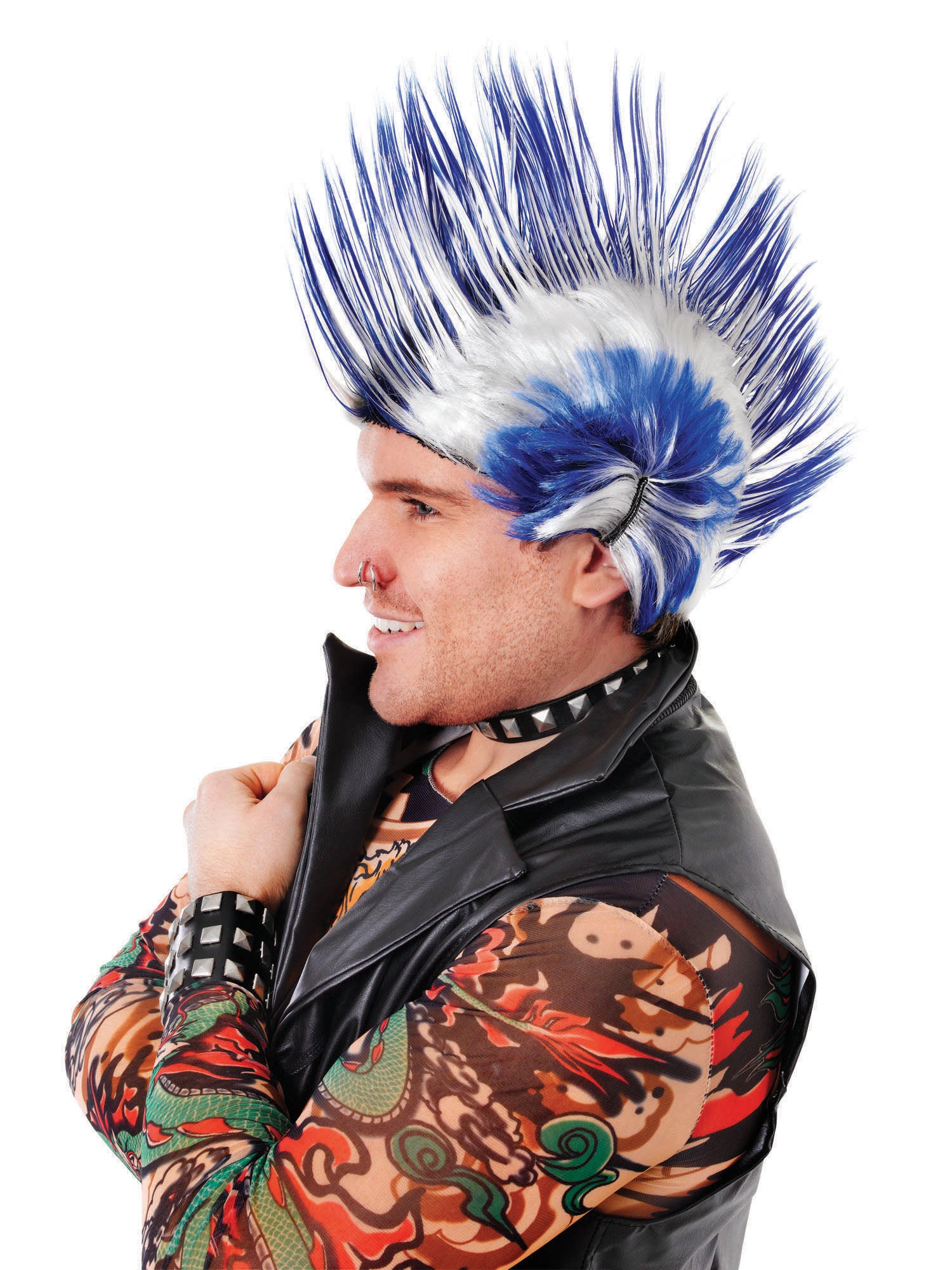 Mohican Wig Blue/White