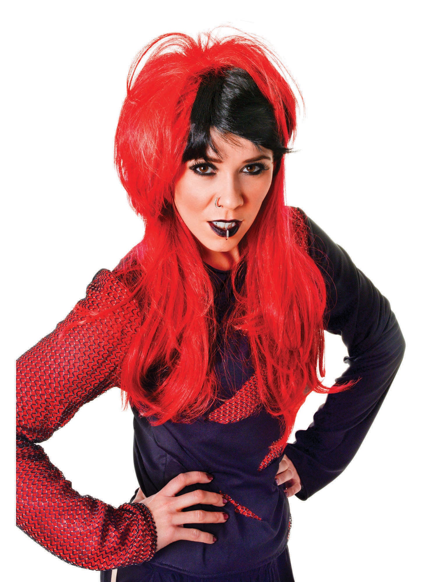 Punk Wig Ladies Red/Black ***
