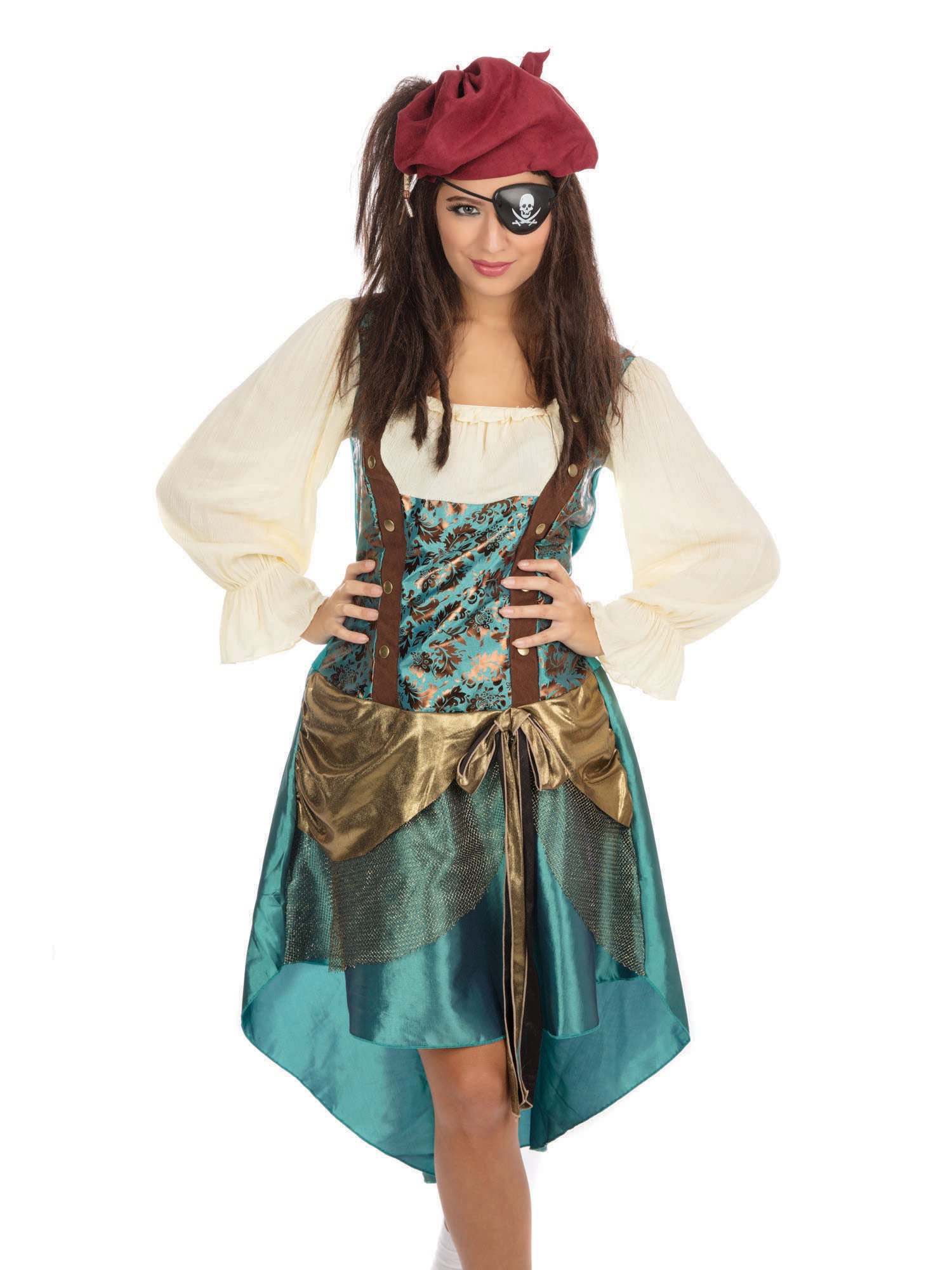Pirate Bandana + Wig,Eyepatch (Lady)