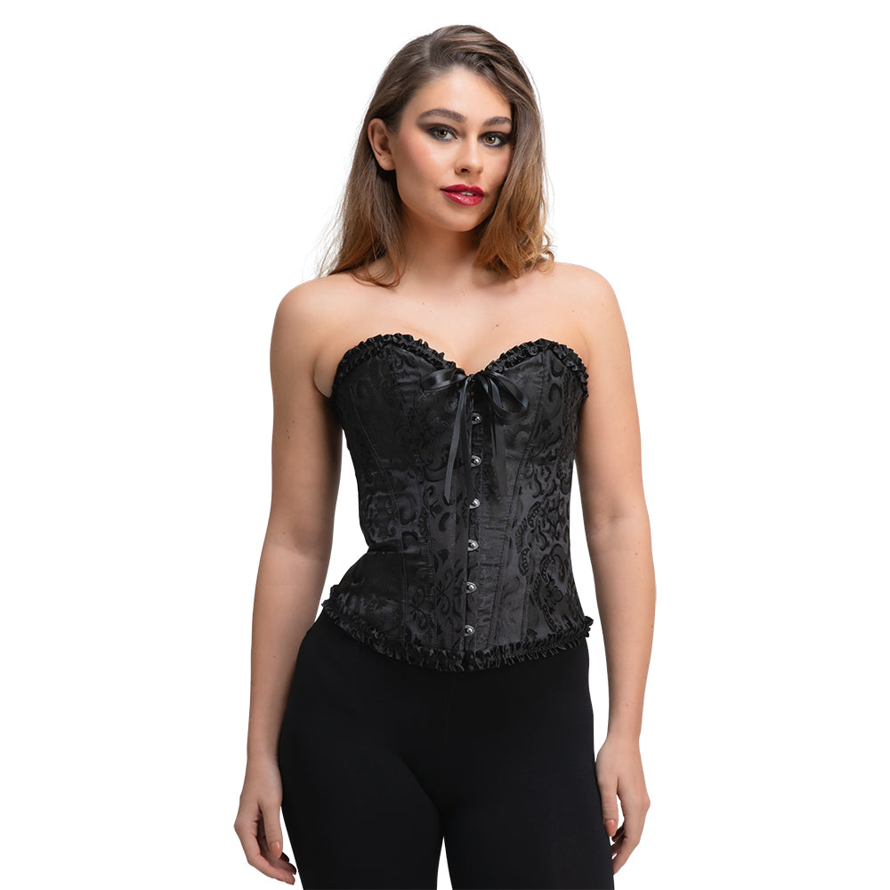 Deluxe Satin/Lace Corset - Black-4