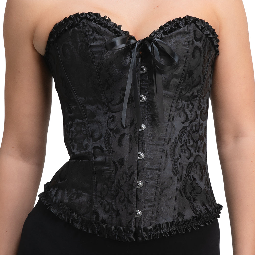 Deluxe Satin/Lace Corset - Black-1