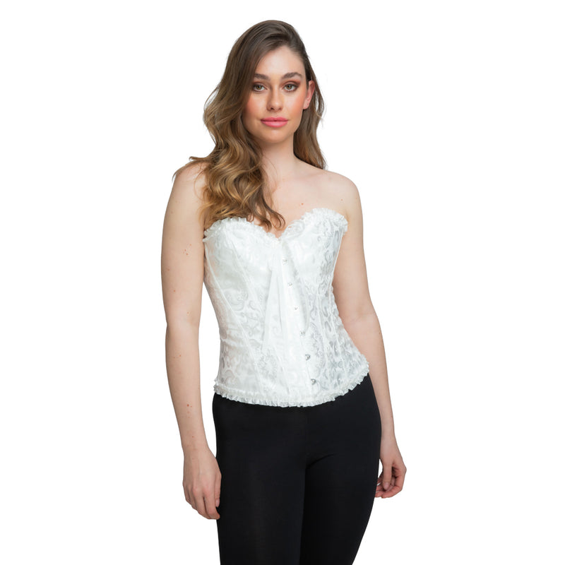Deluxe White Satin & Lace Corset for Women-3