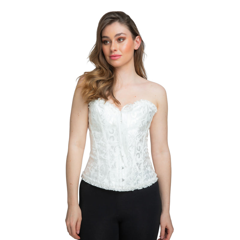 Deluxe White Satin & Lace Corset for Women-1