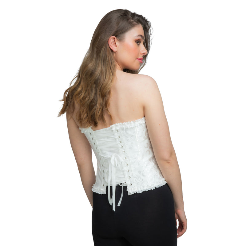 Deluxe White Satin & Lace Corset for Women-2