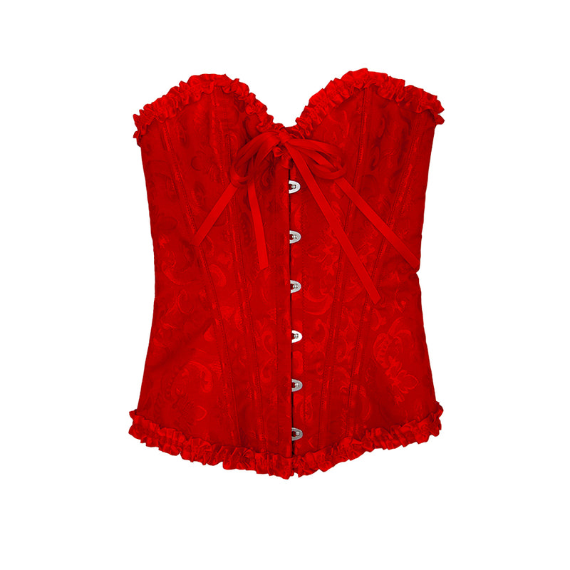 Deluxe Satin/Lace Corset - Red-2