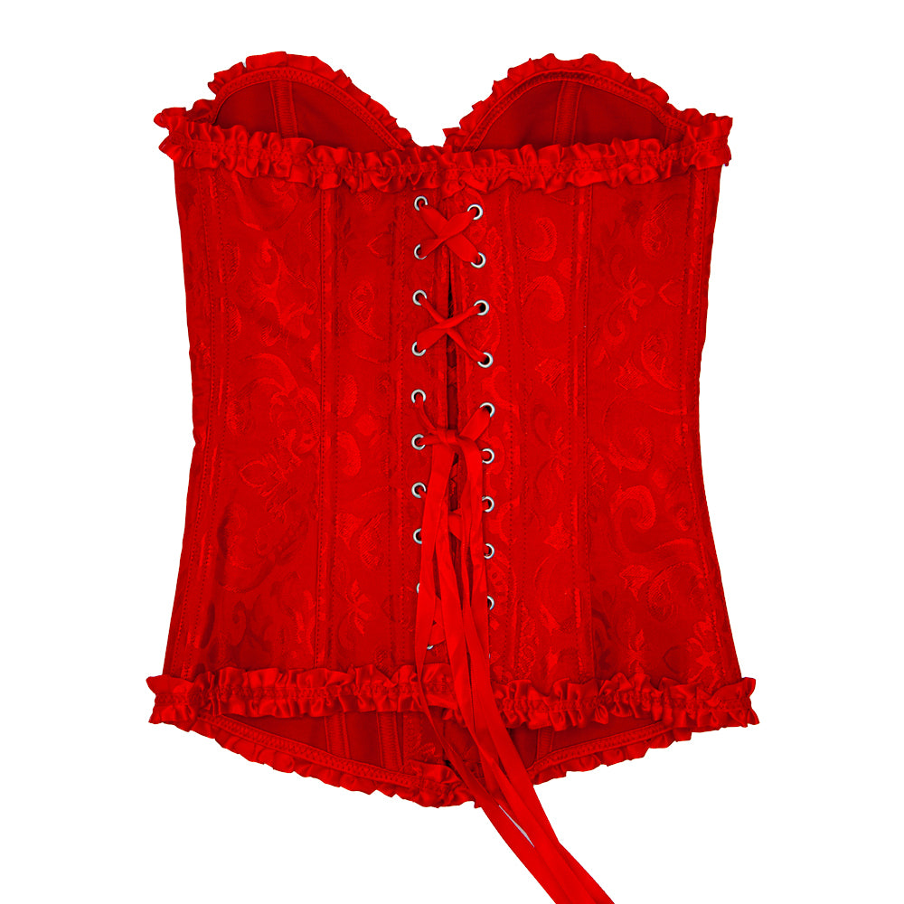Deluxe Satin/Lace Corset - Red-3