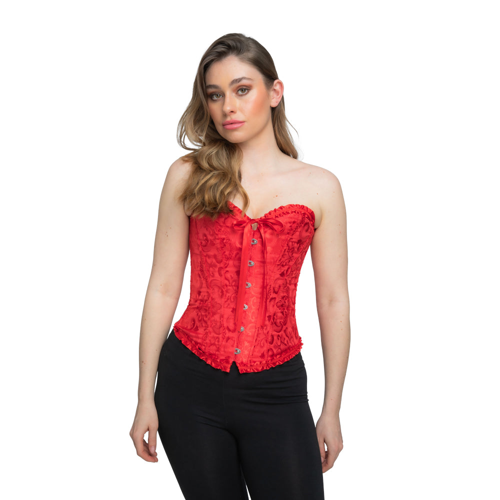 Deluxe Satin/Lace Corset - Red-1