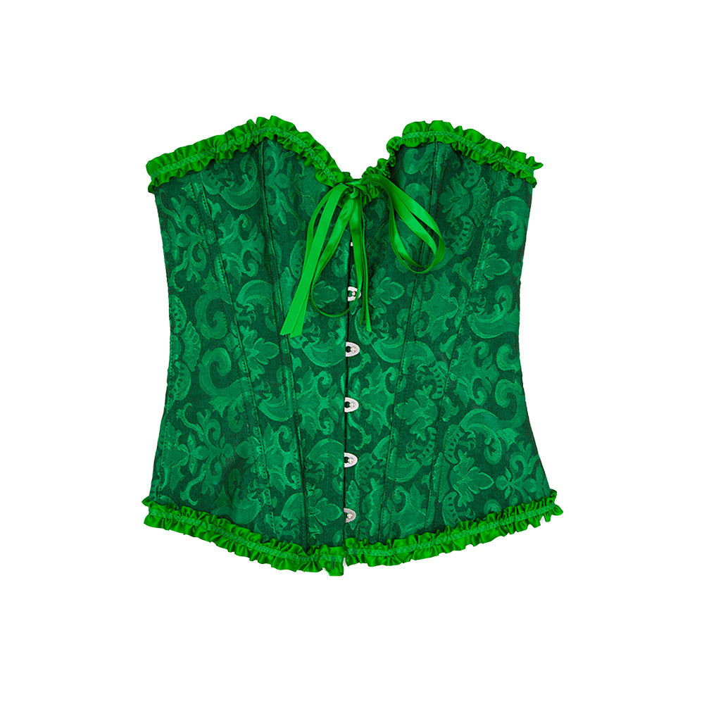 Deluxe Satin/Lace Corset - Green-3