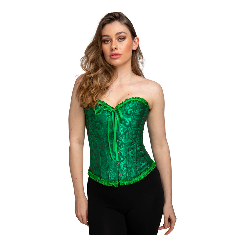 Deluxe Satin/Lace Corset - Green-1