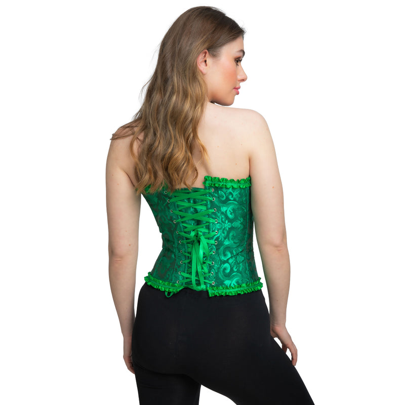 Deluxe Satin/Lace Corset - Green-4