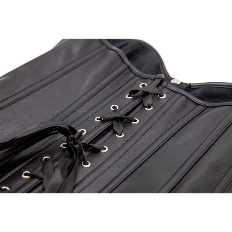 Faux Leather Corset - Black-3