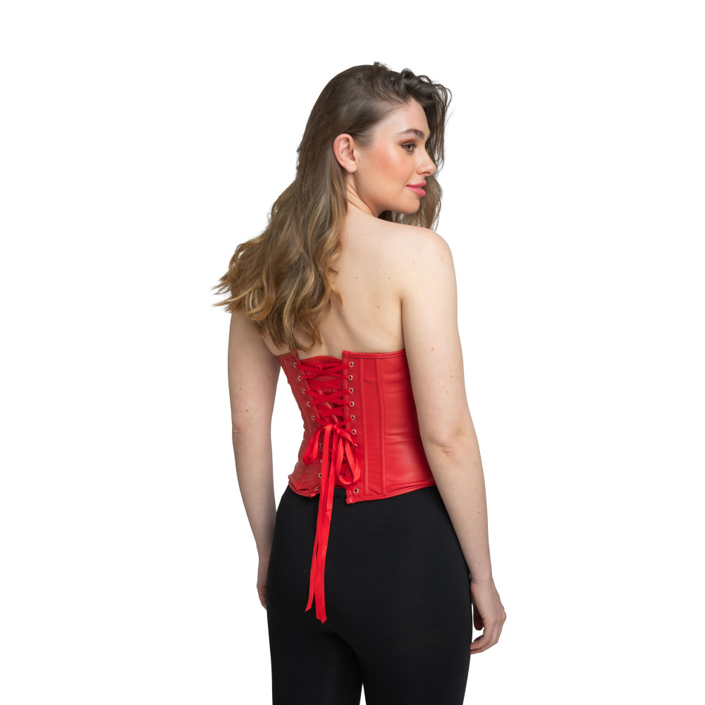 Faux Leather Corset - Red-2