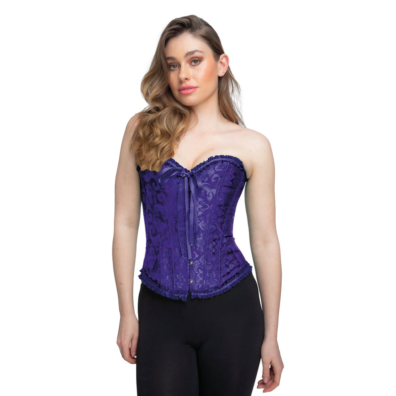 Deluxe Purple Satin & Lace Overbust Corset-1