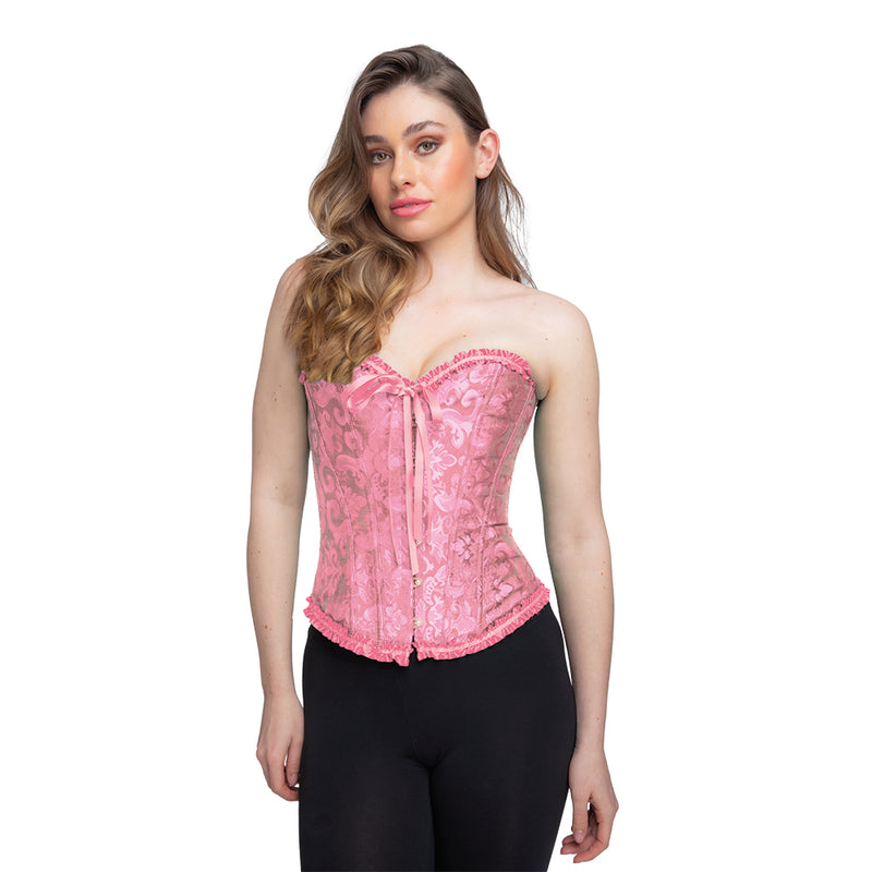 Deluxe Satin & Lace Corset – Baby Pink-1