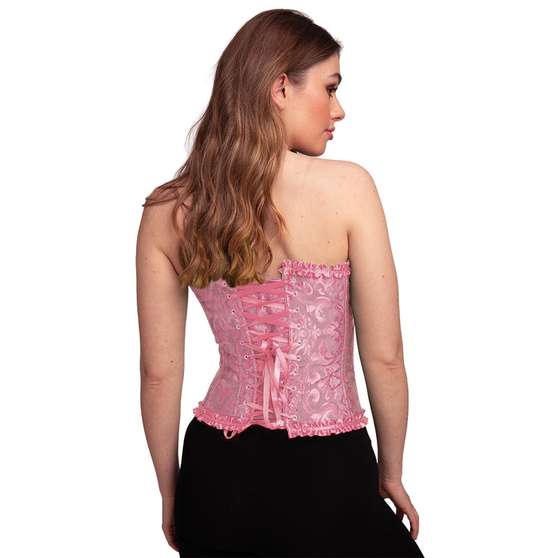 Deluxe Satin & Lace Corset – Baby Pink-2