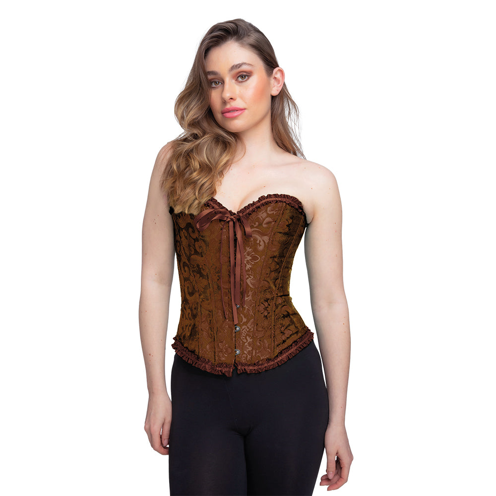 Deluxe Satin/Lace Corset – Brown-1