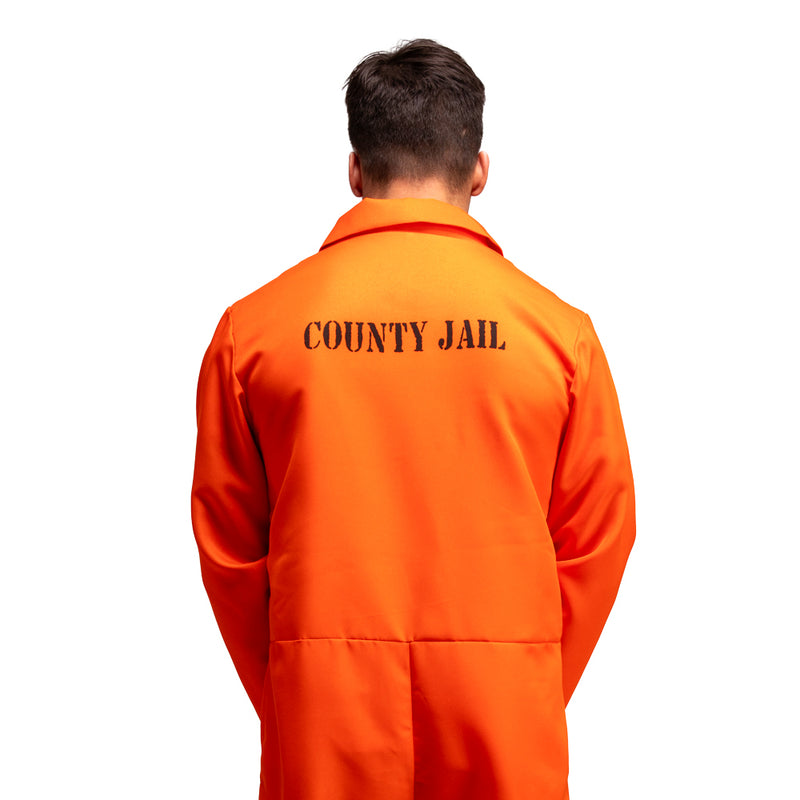 Orange Convict Costume with Handcuffs & I.D. Board-2