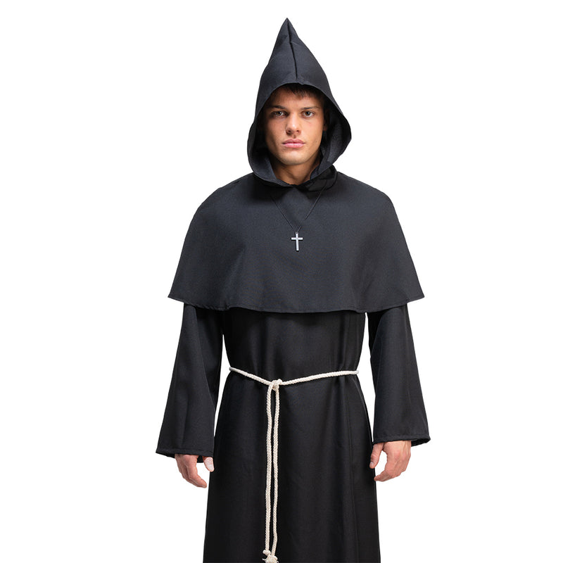 Medieval Monk Costume Black-2