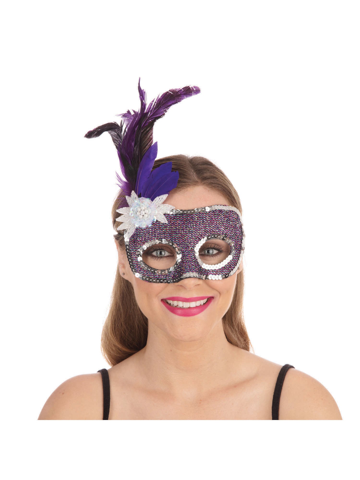 Purple FaceMask/Silver sequins