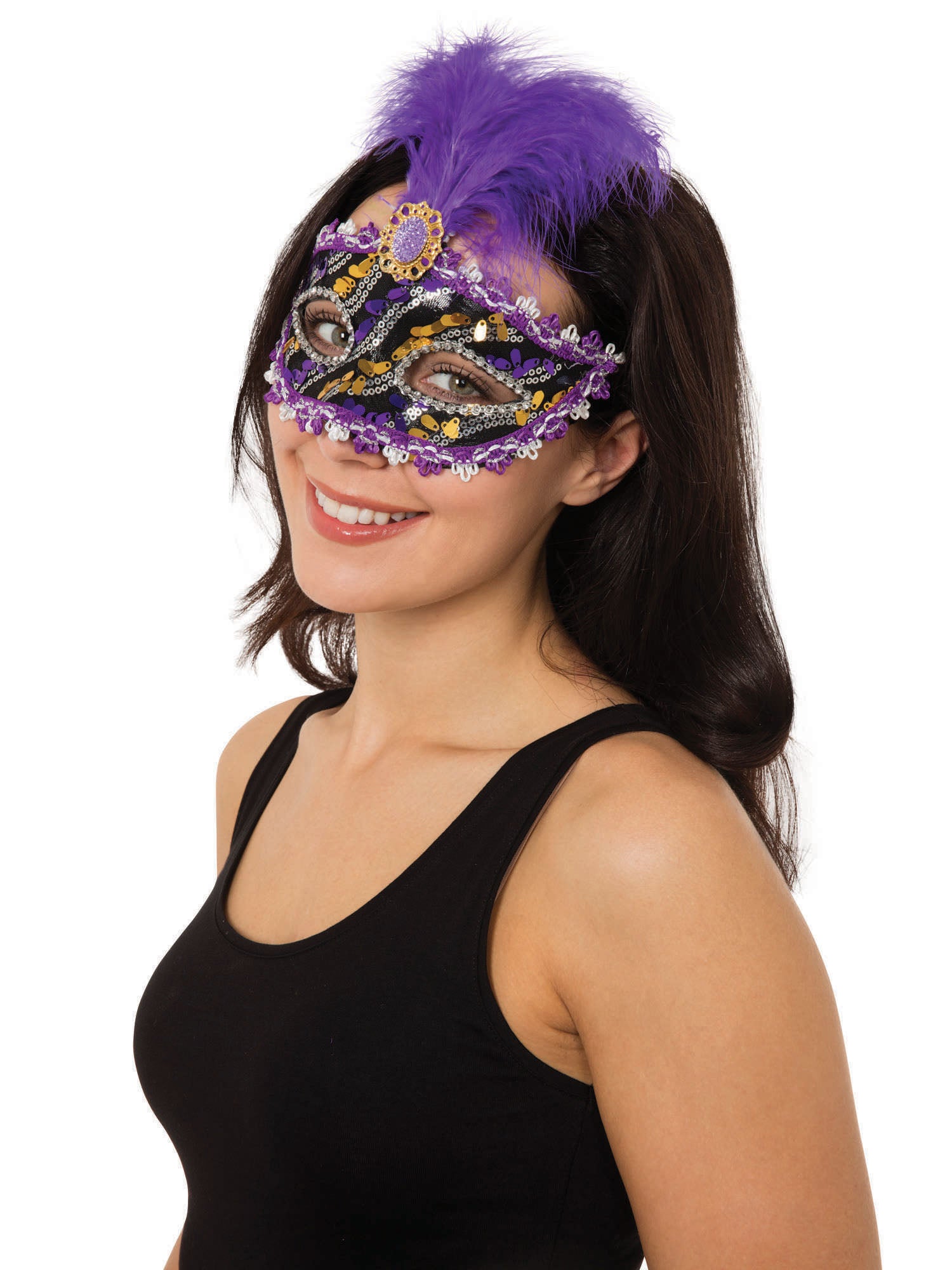 Purple/Black + Gold Eyemask W/Stone