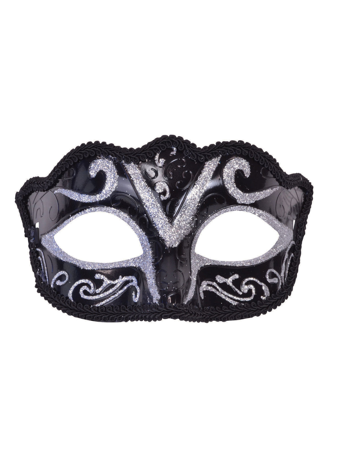 Eyemask Plastic Black/Silver Glitter 1