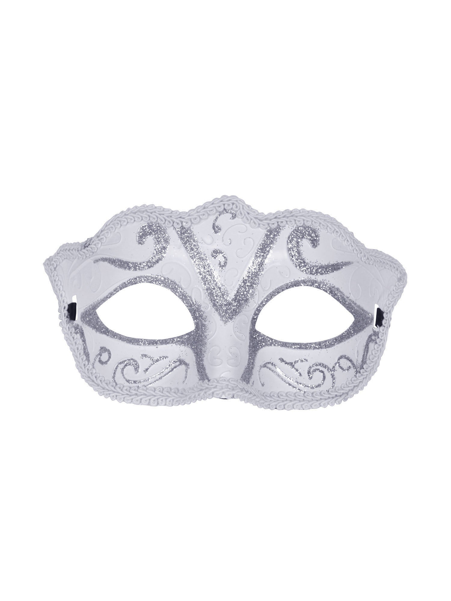 Eyemask Plastic White/Silver Glitter