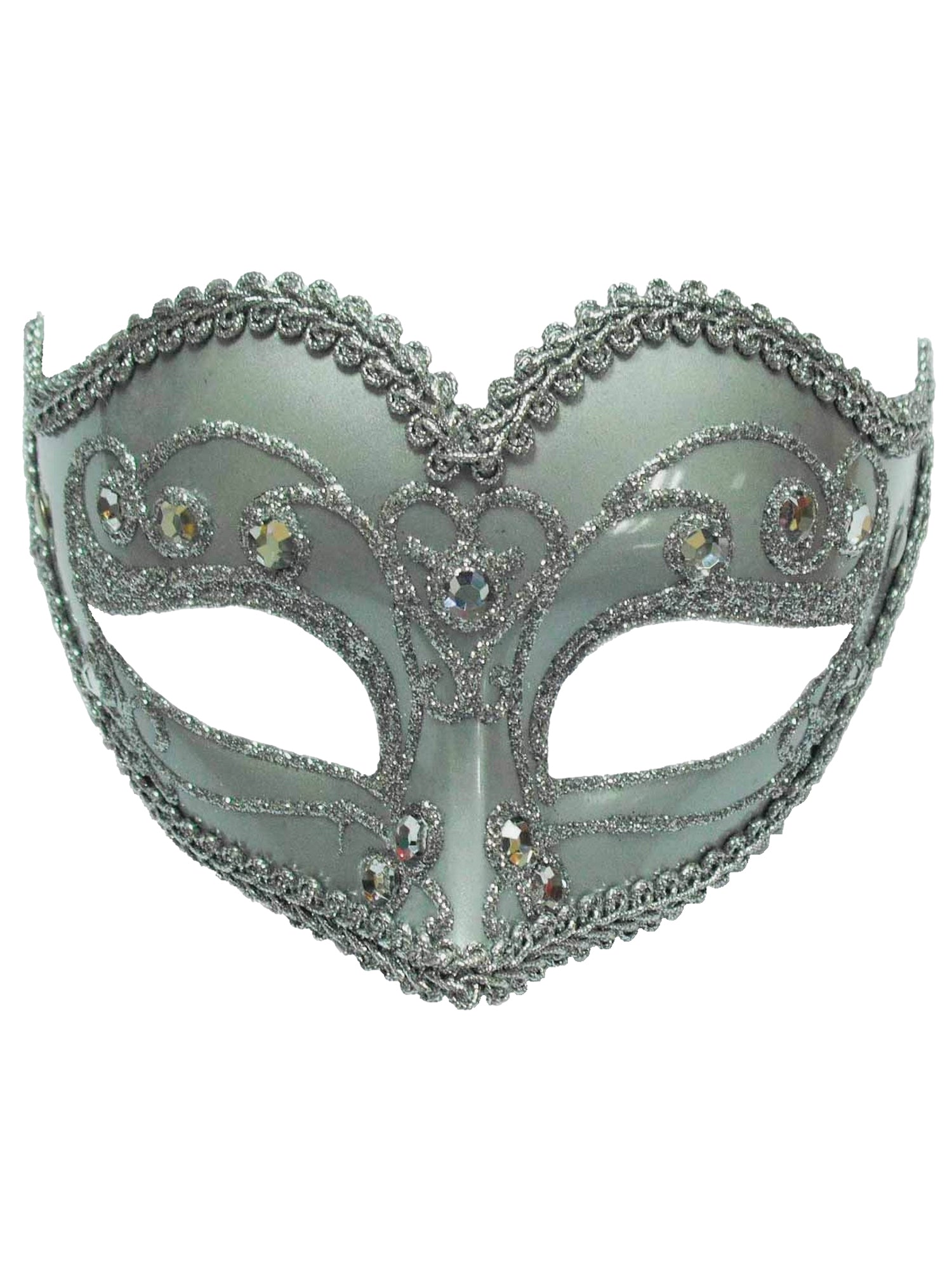 Jewelled Party Mask Silver (H/B)