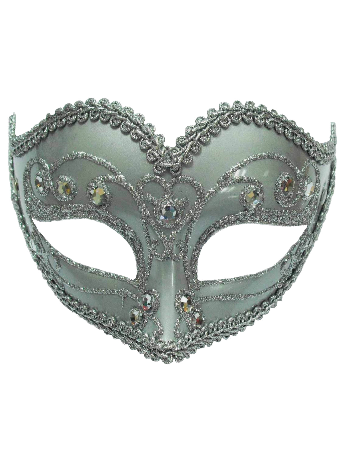 Jewelled Party Mask Silver (H/B) 1