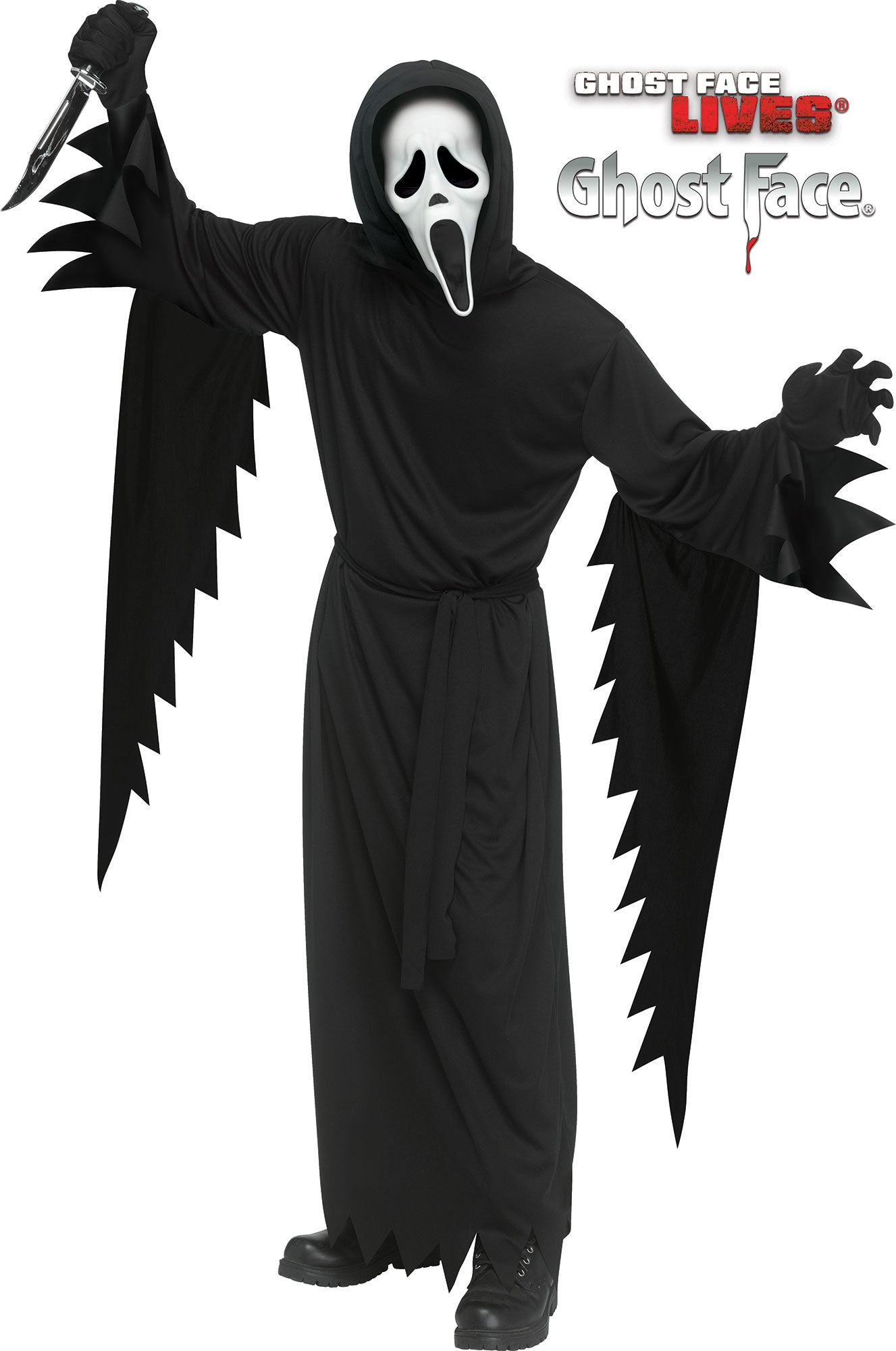 Ghost Face  Classic Teen Costume for Kids – Halloween Fancy Dress with Mask & Hooded Robe