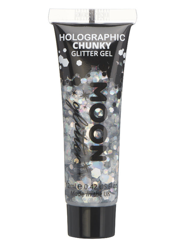 Moon Glitter Holographic Chunky Glitter Gel,Silver - 2