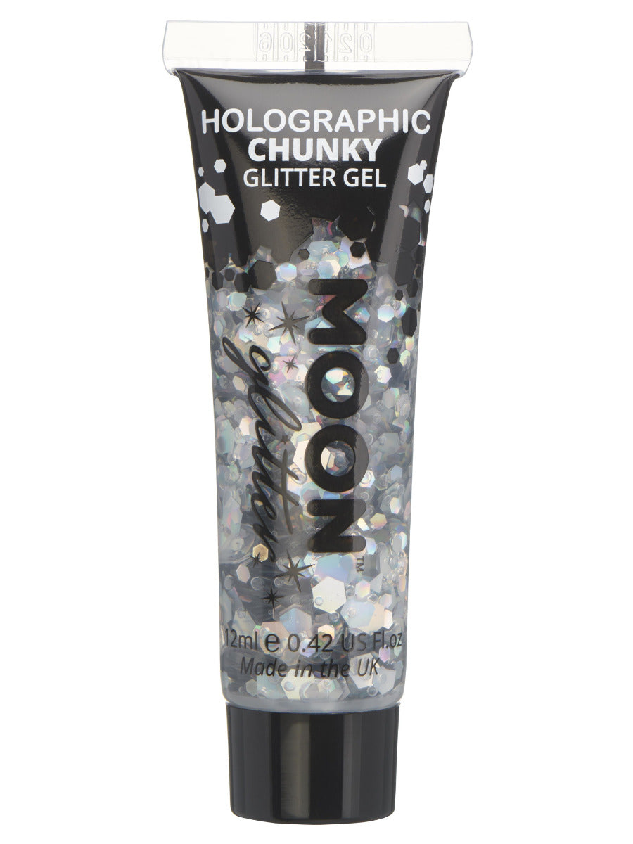Moon Glitter Holographic Chunky Glitter Gel,Silver - 1