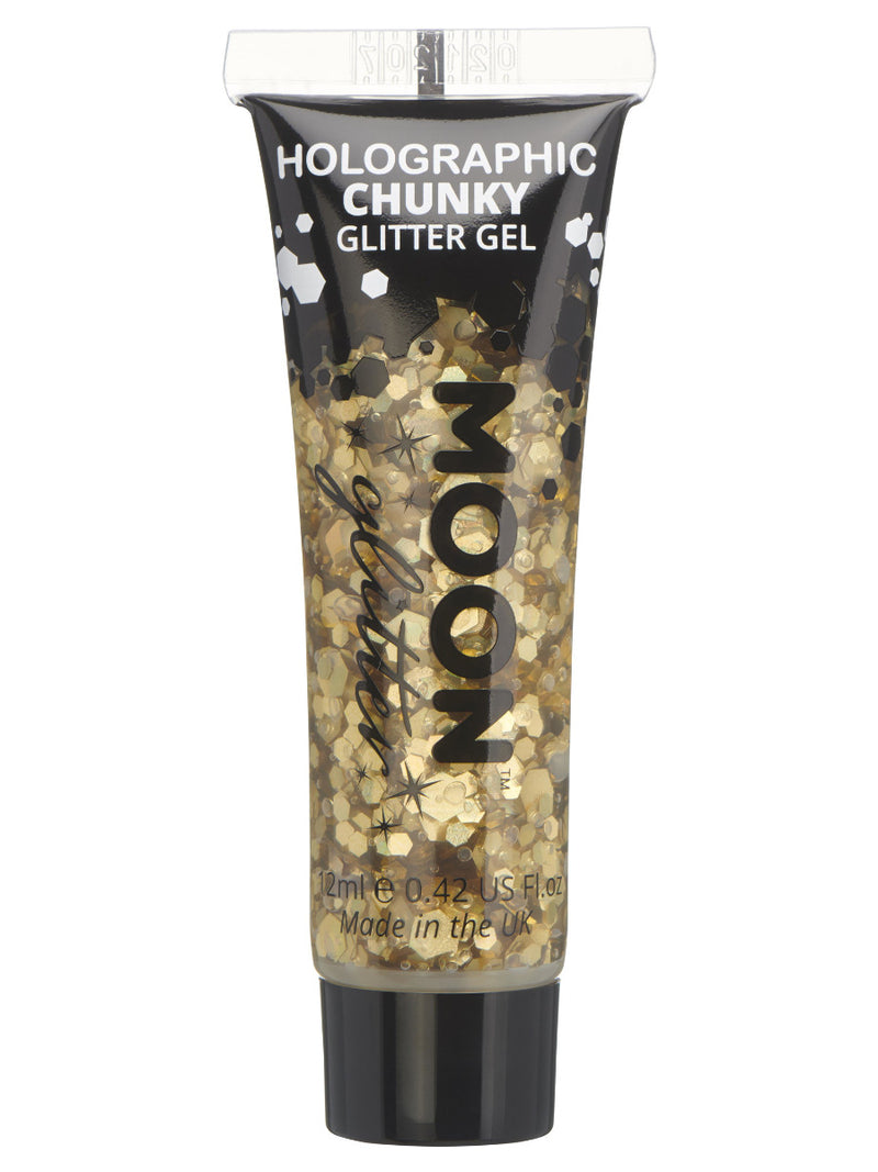 Moon Glitter Holographic Chunky Glitter Gel, Gold - 1