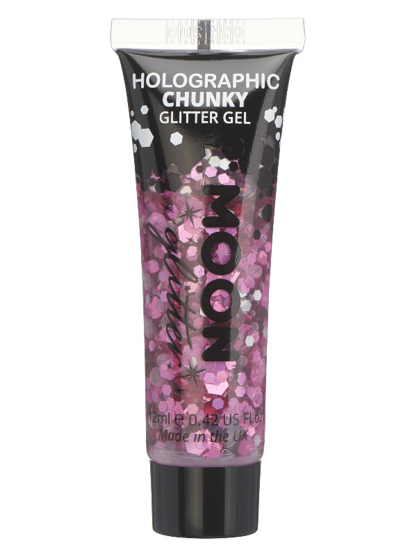 Moon Glitter Holographic Chunky Glitter Gel,Pink - 2