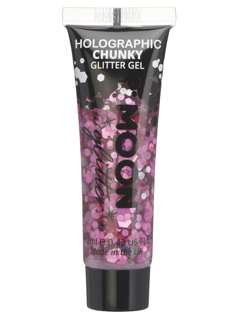 Moon Glitter Holographic Chunky Glitter Gel,Pink - 1