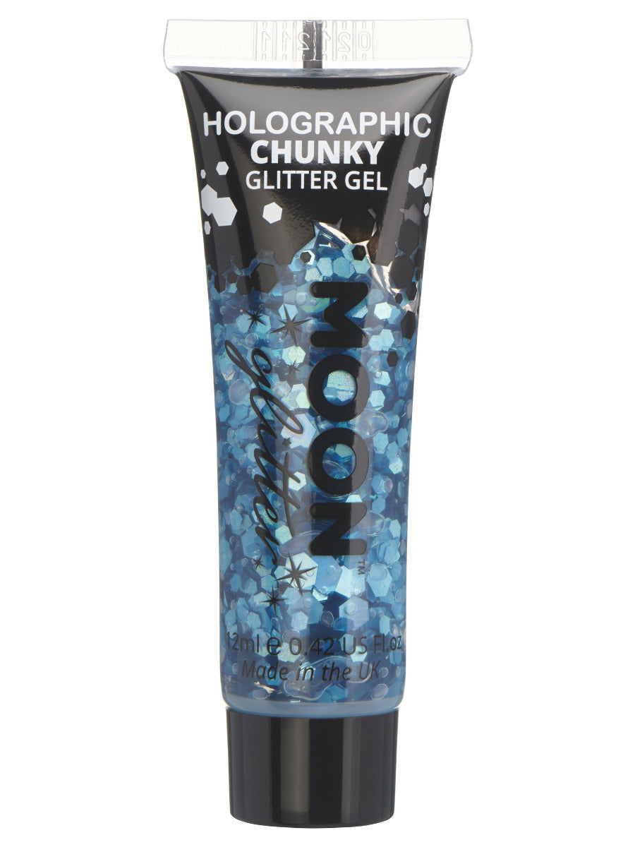 Moon Glitter Holographic Chunky Glitter Gel, Blue - 1