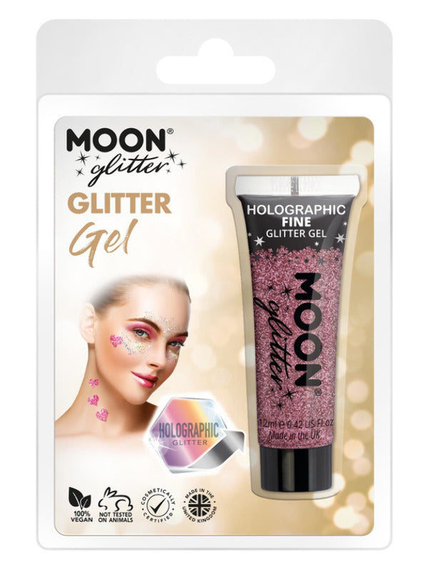 Moon Glitter Holographic Fine Glitter Gel, Pink - 2
