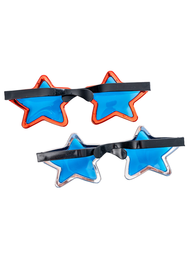 Jumbo Metallic Star Glasses (Red/Silver)