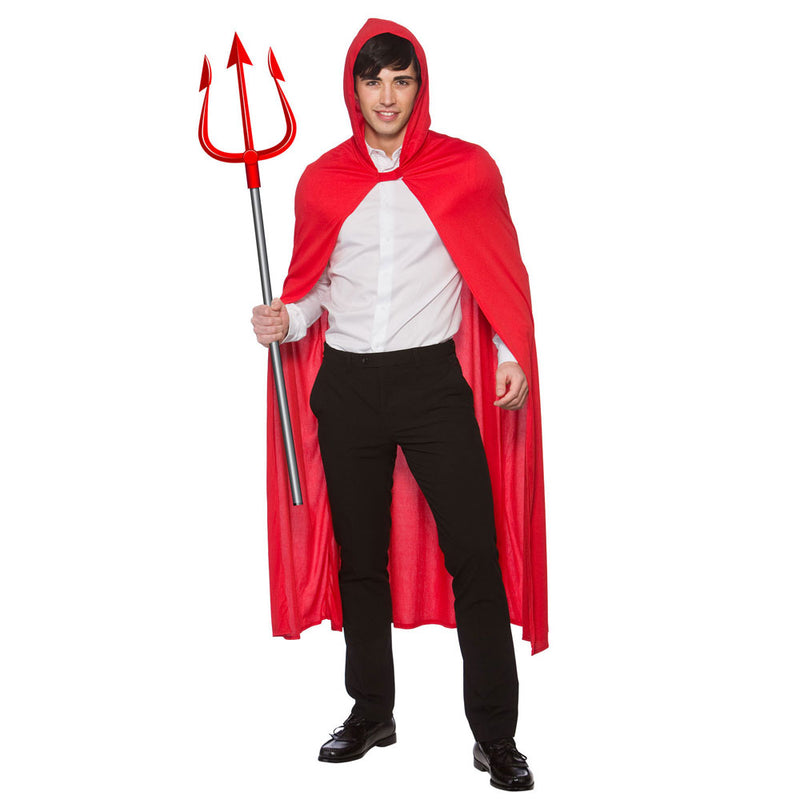 Adult Devil Cape with Hood – Red Cloak for Men & Women-2