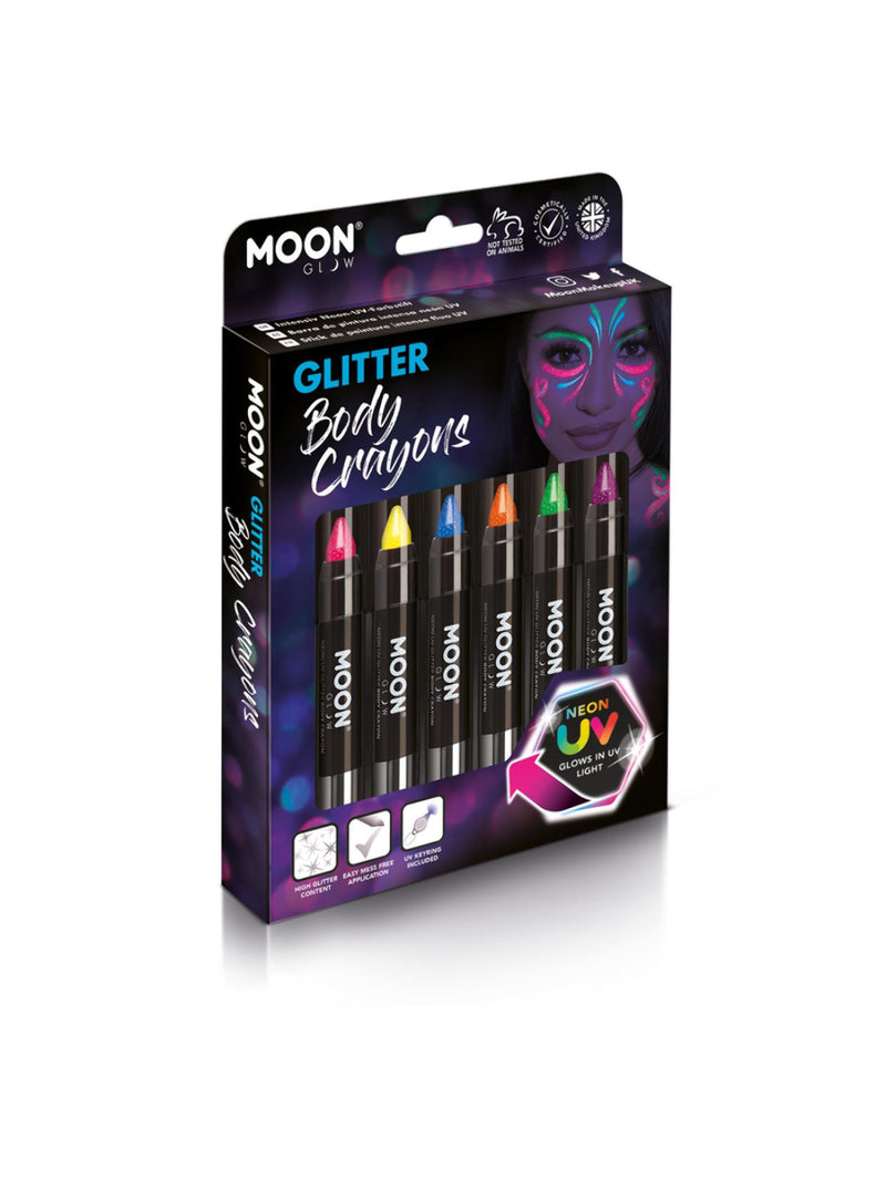 Moon Glow - Neon UV Glitter Body Crayons, Assorted - 1